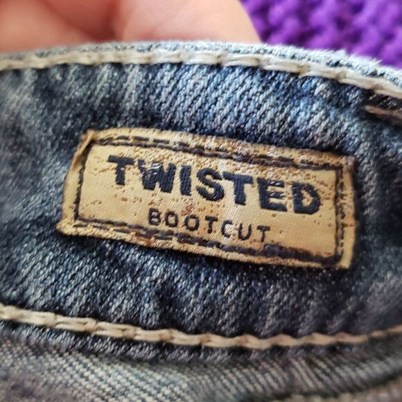 Silver Distressed Twisted Bootcut Jeans 30" x 33" - Picture 6 of 9
